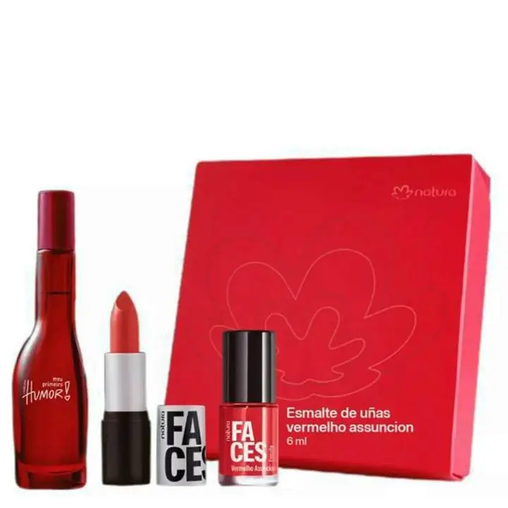Set Humor Mini 25ml + Esmalte + Labial Faces Caja Regalable