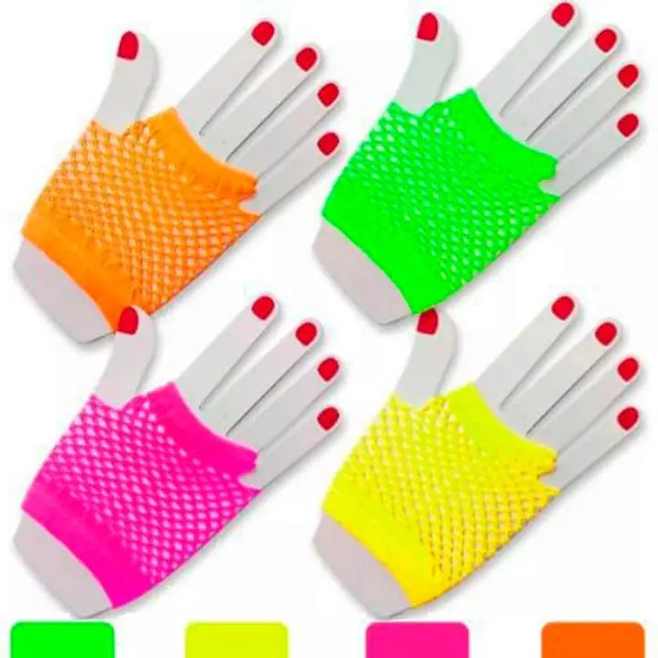 Guantes de red colores fluor Neon luz Uv Fiesta