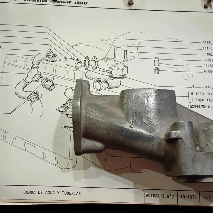Fiat 125 124 coupé spider cuerpo entrada de agua a tapa de cilindros