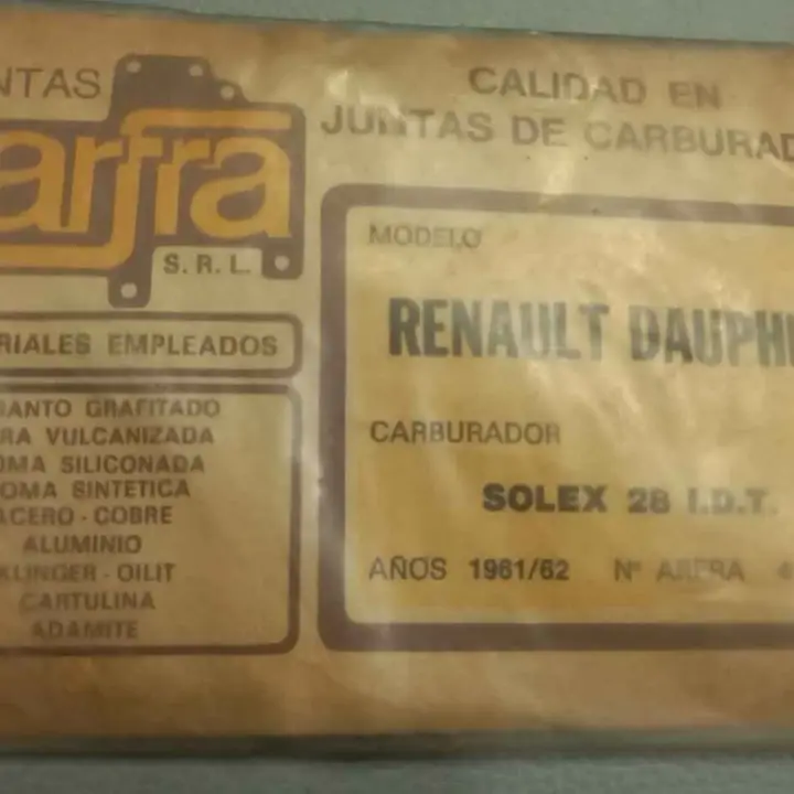 Renault Dauphine juntas carburador Solex 28
