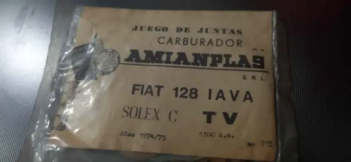 Fiat Iava 1300 Tv Solex Juntas Carburador