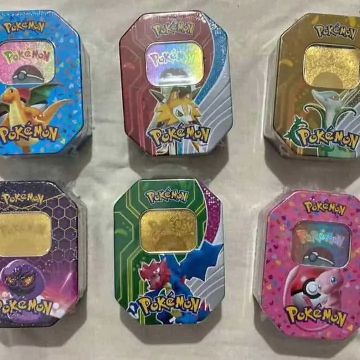 Lata grande de cartas pokemon