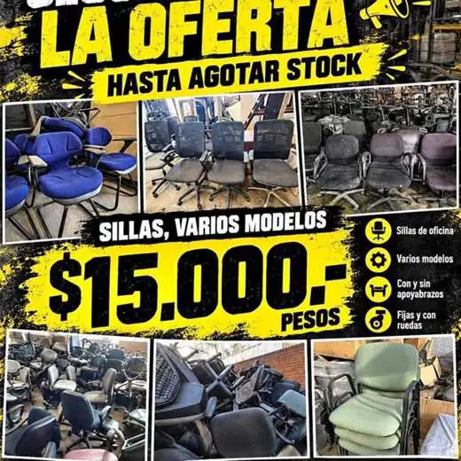 Sillas $15.000 hasta agotar stock