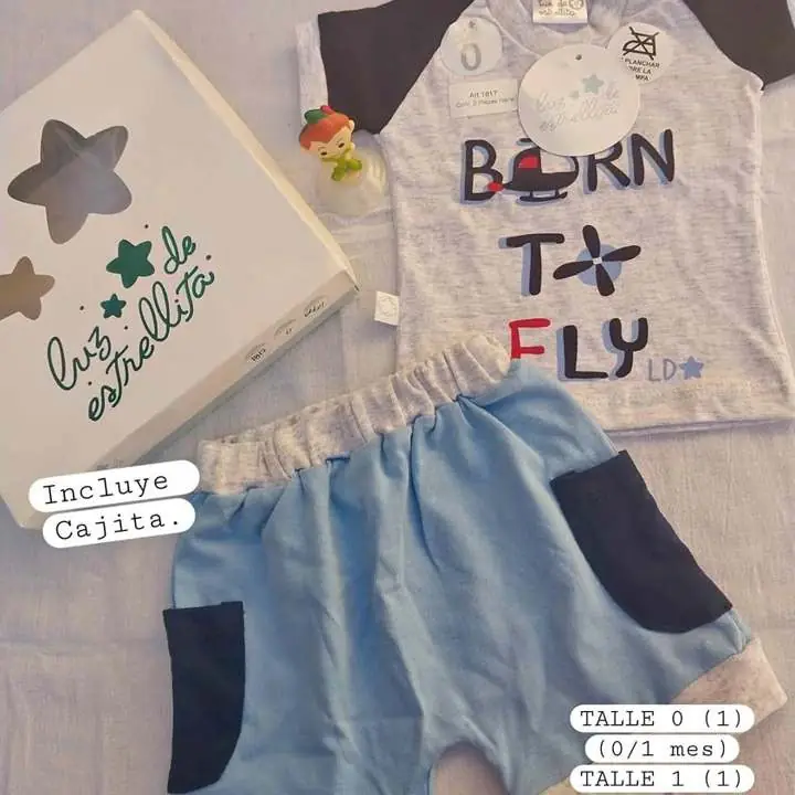 Conjunto luz de estrellita C/cajita talles 0 y 1