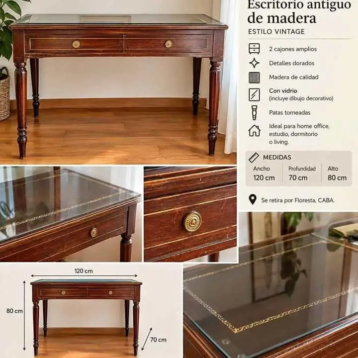 Hermoso escritorio antiguo estilo vintage