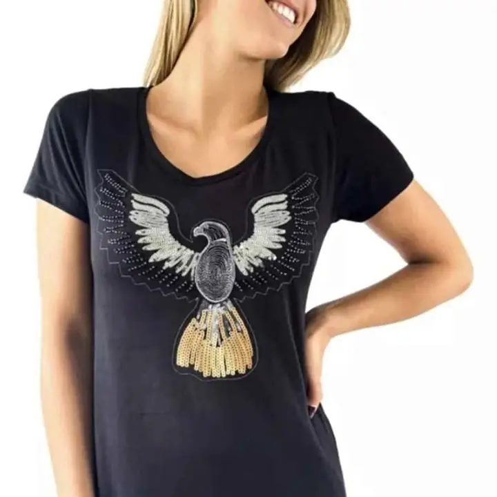 Remera algodón peinado bordada le lenjuelas aguila