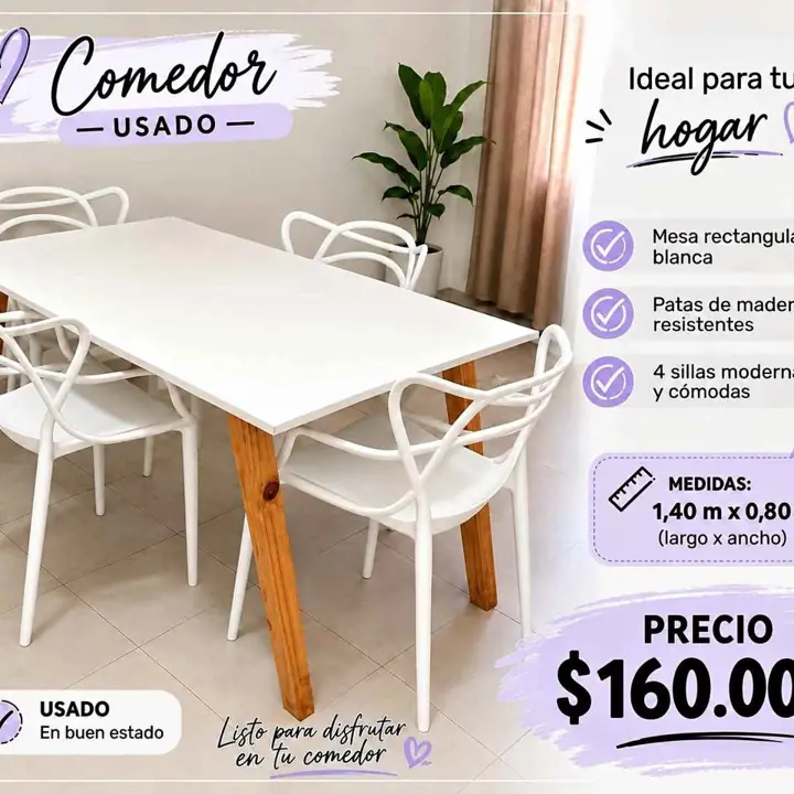 Juego de comedor 4 sillas