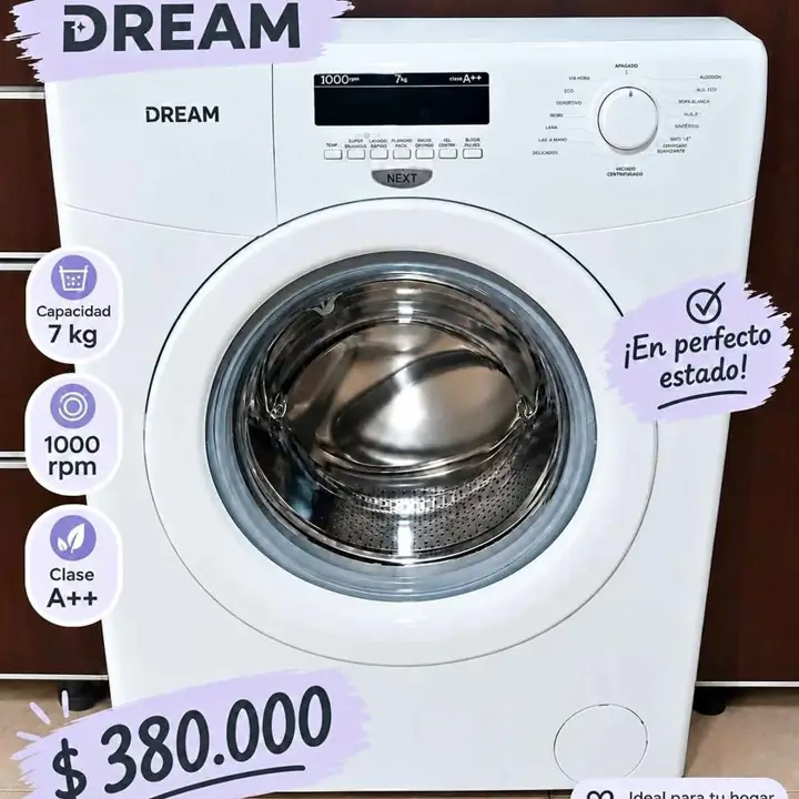 Lavarropas dream next 7 kilos 1000rpm