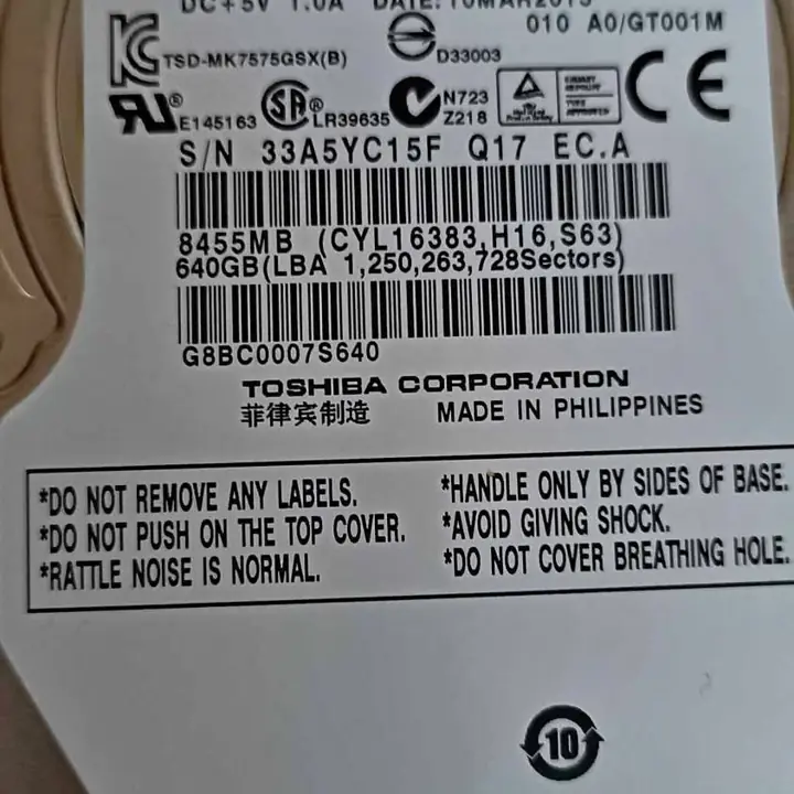 Disco rígido para Notebook Toshiba de 640 GB - sata