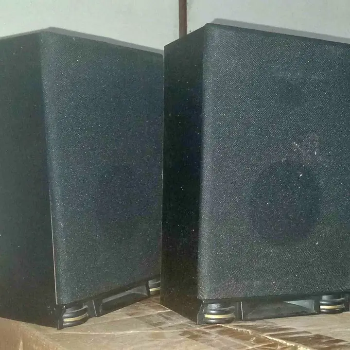 Dos parlantes con estructura de madera