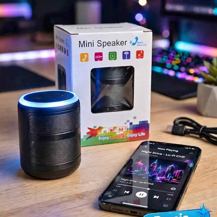 Parlante mini con luces y radio