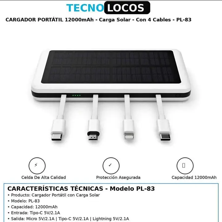 Power bank 12000 con carga solar