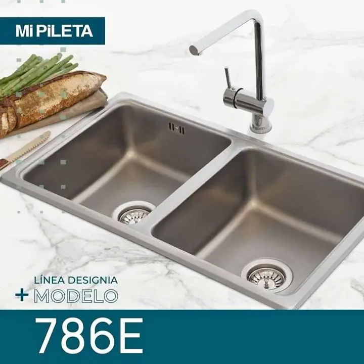 Bacha cocina doble Línea lujo 786e