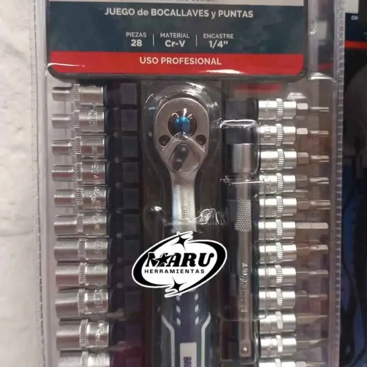 Juego de bocallaves y puntas 28 pzs encastre de 1/4" BREMEN