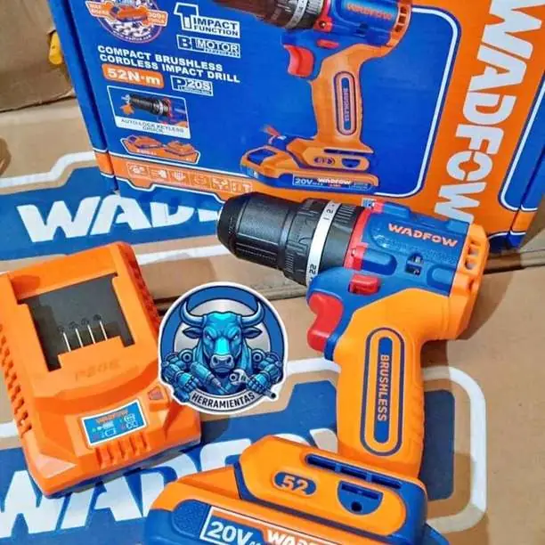 Taladro de Impacto Inalámbrico BRUSHLESS 20V 52NM Incluye 1 Batería, Cargador y Broca Wadfow