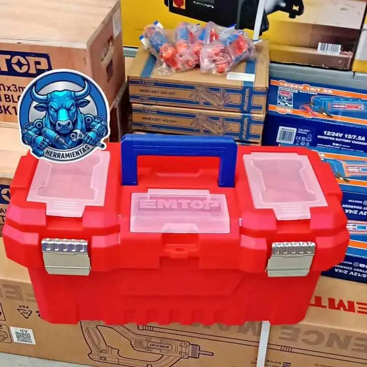 Caja para Herramientas 17" 18Kgs con Broches Metálicos y Bandeja Plástica EMTOP
