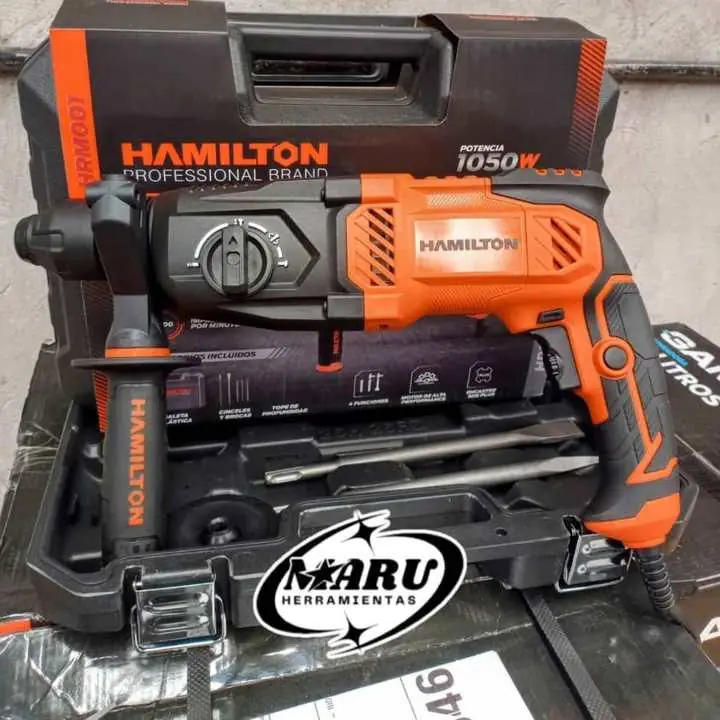 Rotomartillo 1050wts incluye mechas, puntas y maletín HAMILTON
