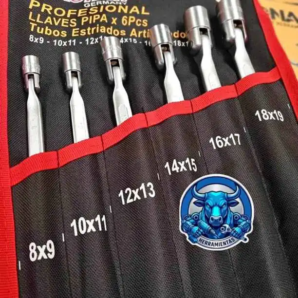 Juego de Llaves Pipa 6 Pzas 8-19mm Articuladas EUROTECH
