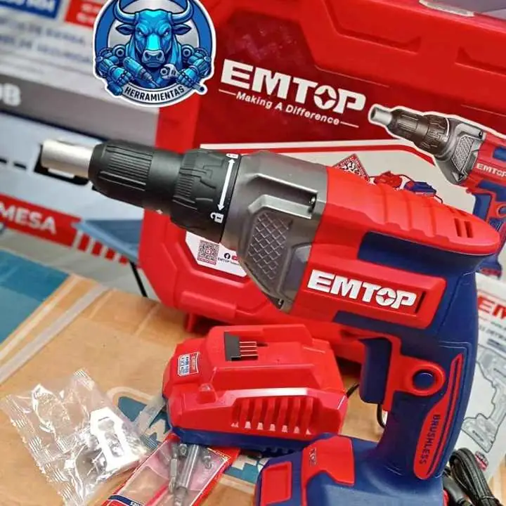 Atornillador a Batería 20V BRUSHLESS Carcasa Ade Aluminio/Con 1 Batería y Cargador EMTOP