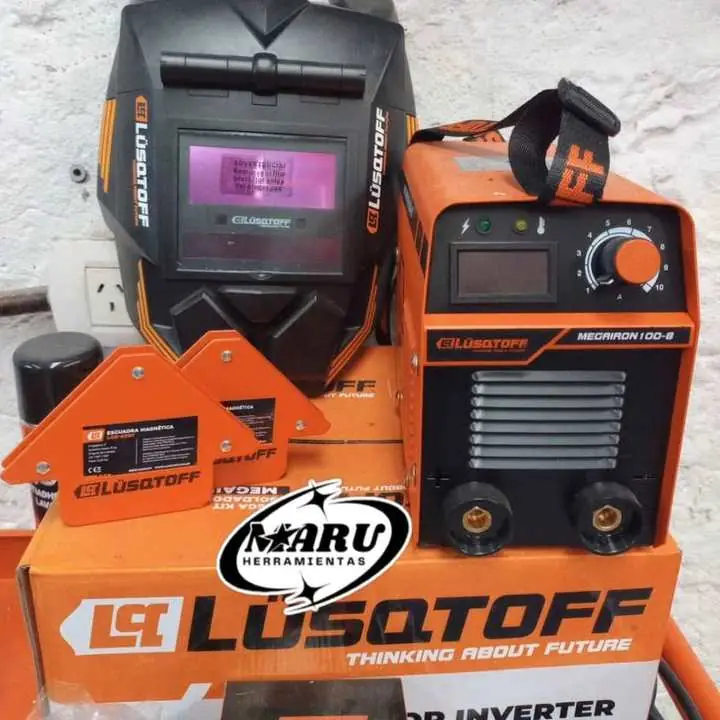 Soldadora inverter MEGAIRON 100 -8 con kit 105amp incluye escuadra, máscara y cables LUSQTOF