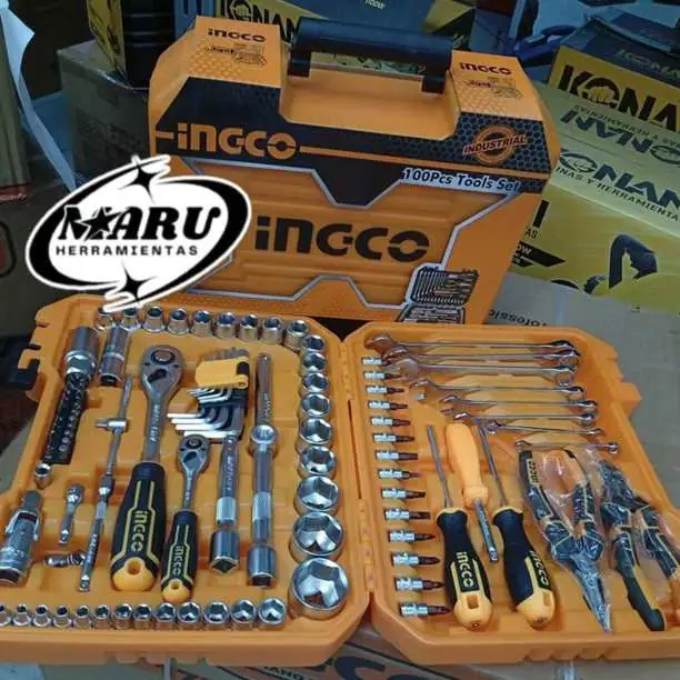 Juego de herramientas 100Pzs incluye maletín Ingco