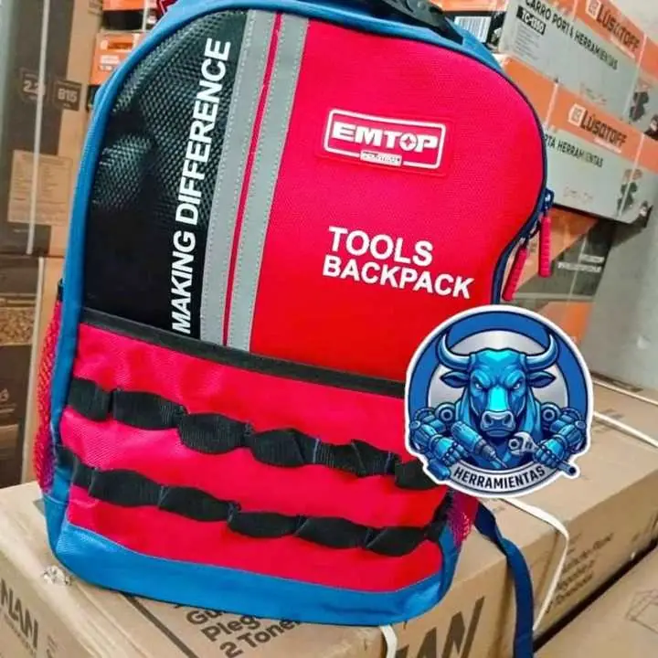 Mochila Porta Herramientas Reforzada 20Kgs con Bolsillos Externos EMTOP