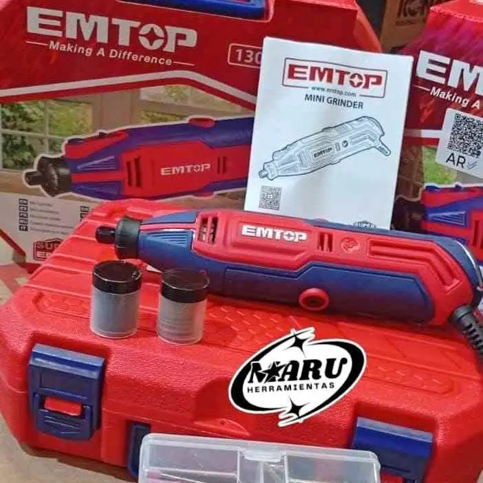 Mini Torno con Flexible 220V 130wts 35000rpm con accesorios emtop
