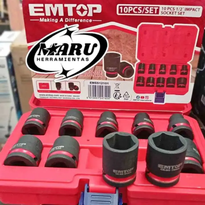 Juego de Tubos de Impacto 10pzs 1/2" 10-24mm EMTOP