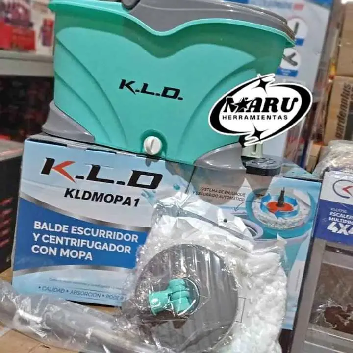 Mopa Centrífuga Balde Trapeador Giratorio con Pedal Reforzado de Aluminio con Mopa de Repuesto KLD
