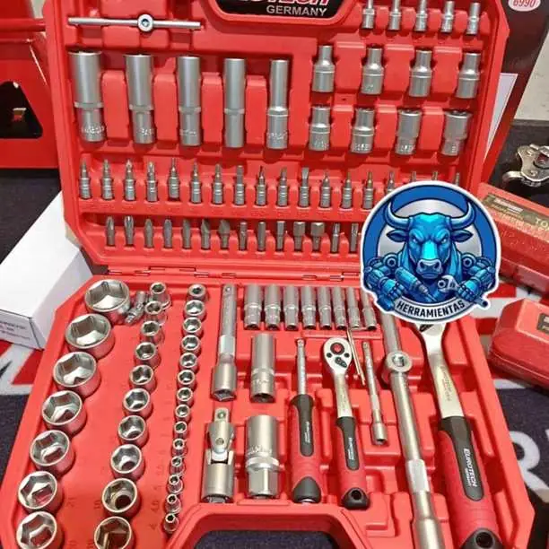 Juego de Tubos y Llaves 110Pzs ENCASTRE de 1/4" y 1/2" EUROTECH
