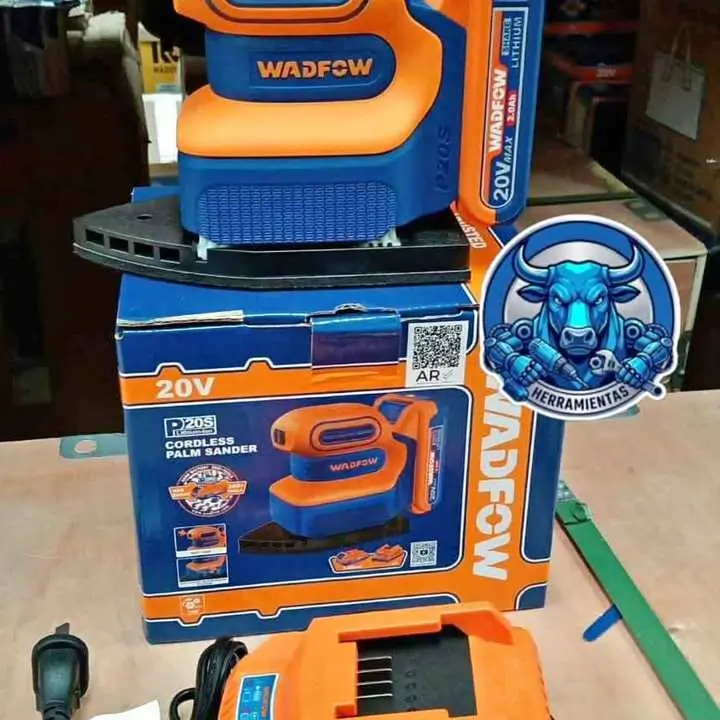 Lijadora de Palma a Batería 20V 12000rpm Incluye Lijas, 1 Batería y Cargador Wadfow