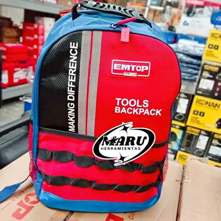Mochila Porta Herramientas 20kgs REFORZADA con bolsillos externos EMTOP