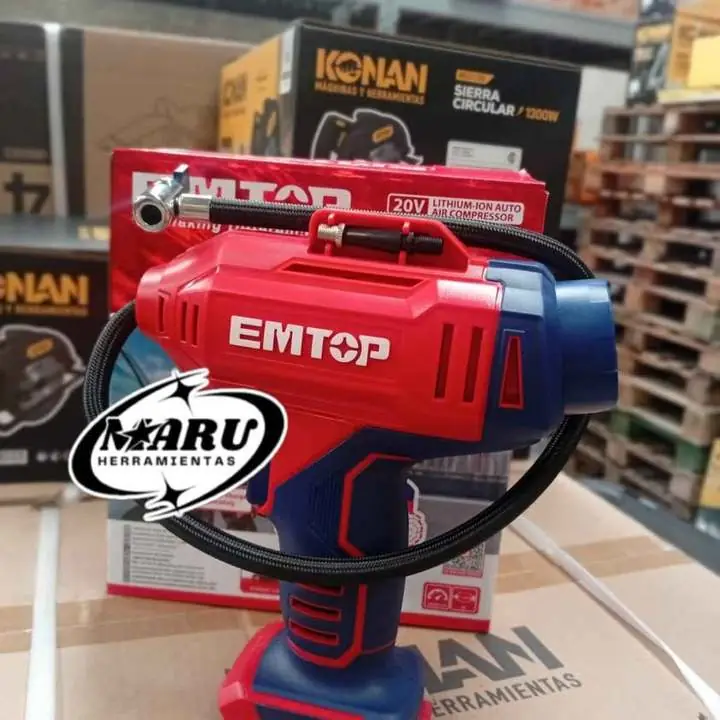 Compresor inalámbrico 20V 150psi incluye 2 baterías 2ah, cargador y adaptadorea EMTOP