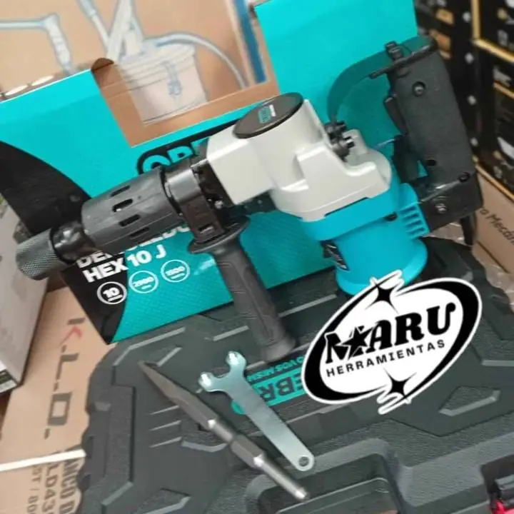 Martillo demoledor HEX 10j 1500w incluye cincel y maletín OREBRO