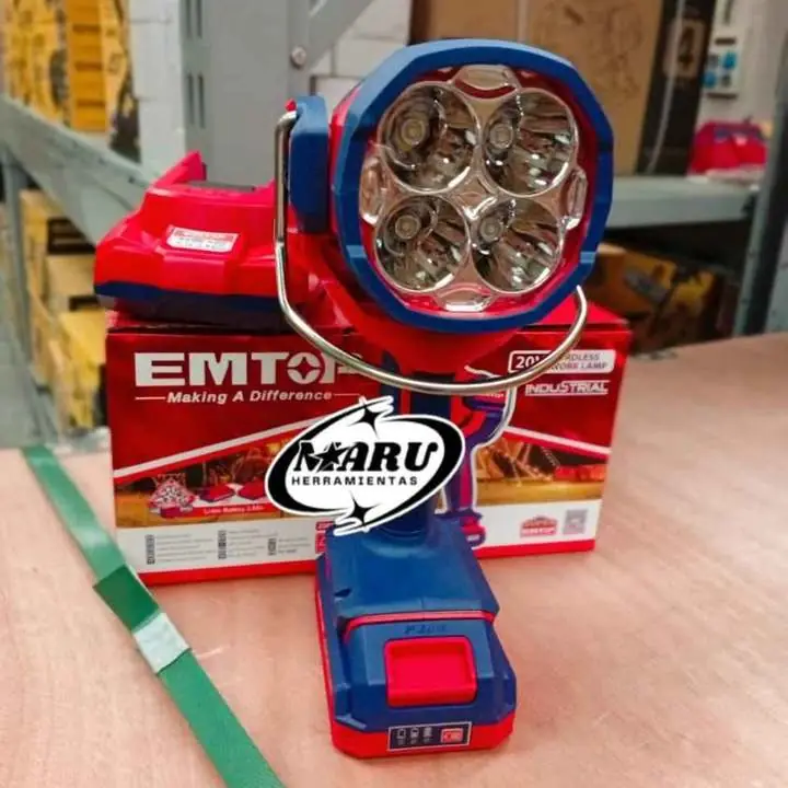 Linterna Profesional a batería 20V 2000LM Luz blanca/incluye 1 batería y cargador EMTOP