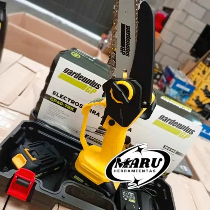 Mini Motosierra a batería 18V incluye 1 cadena extra, 2 baterías y cargador garden plus