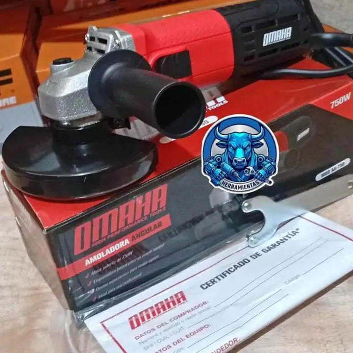 Amoladora Angular 750wts 115mm con Mango Auxiliar OMAHA