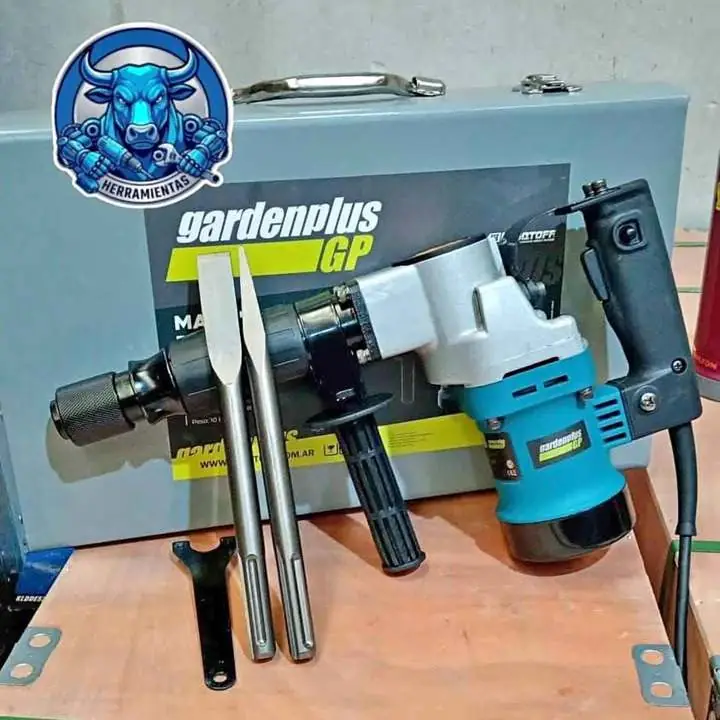Martillo Demoledor sds max 900wts 8.5j Incluye Cinceles y Maletín garden plus