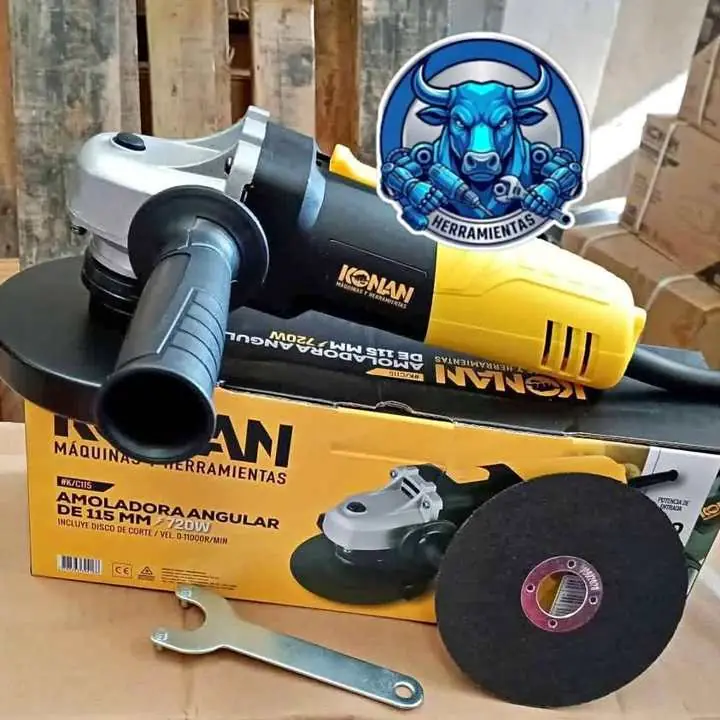 Amoladora Angular 720wts 115mm incluye disco de corte konan