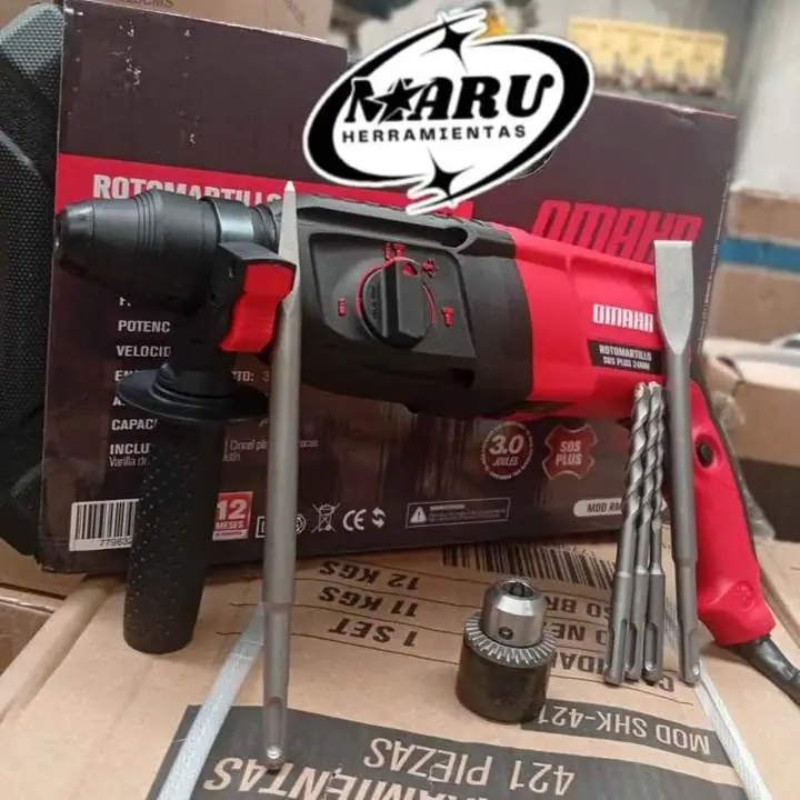 Rotomartillo Percutor RM-24 800wts 2.5j con mandril incluye conceles y maletín omaha