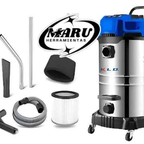 Aspiradora de tacho Metal 2400w 60Lts 2 Motores /aspira seco, húmedo y función soplado KLD