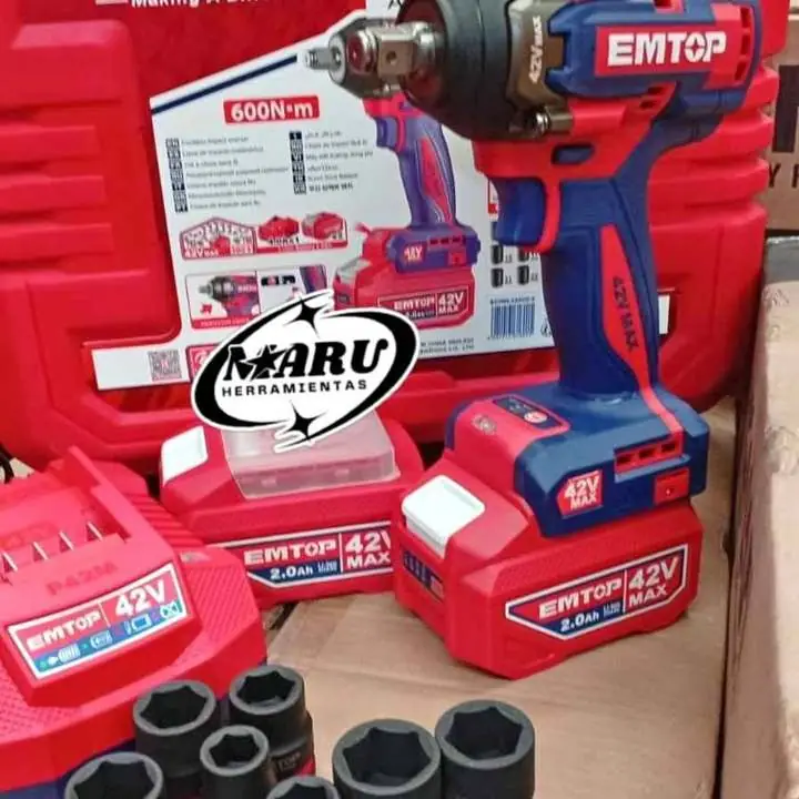 Llave de Impacto 42V 600NM BRUSHLESS 3 Velocidades/Incluye 2 Baterías, Cargador y Tubos