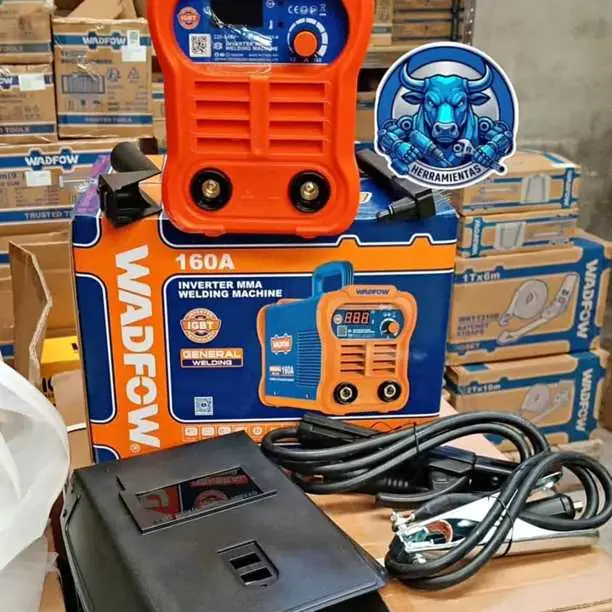 Soldadora INVERTER 160amp Pantalla Led / Incluye Porta Electrodos, Pinza y Máscara Wadfow