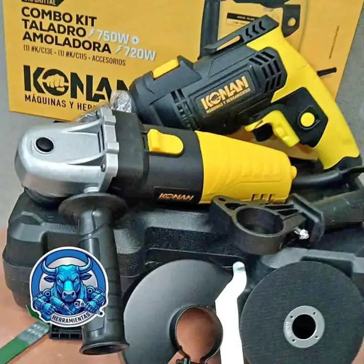 Combo kit konan taladro 750wts amoladora 720wts con accesorios