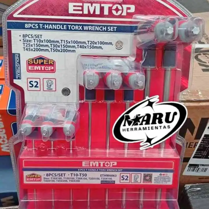 Juego de Llaves TORX en T Milimetricas T10-50 8Pzs Cromadas EMTOP