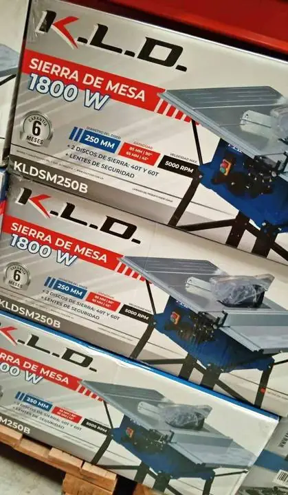 Sierra Circular de Mesa 1800wts 250mm 5000rpm Incluye 2 Discos de Sierra y Lentes KLD