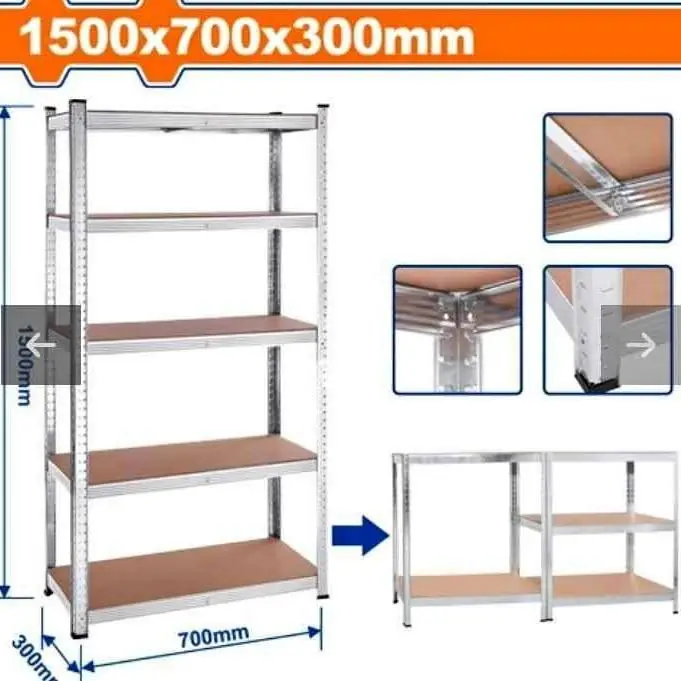 Estantería Ajustable 5 Niveles 1500x700x300mm. Marco Acero Wadfow