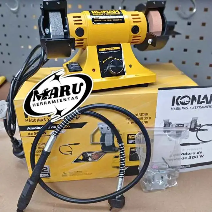 Amoladora de Banco triple funcion 300w mini amoladora, lijadora y mini torno konan