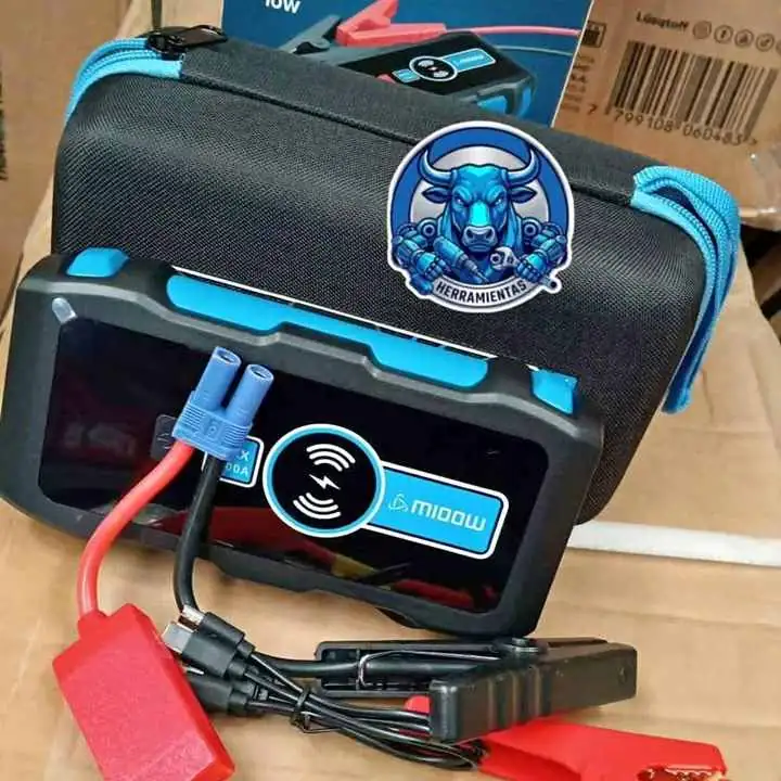Arrancador de Batería Portátil con Carga Inalámbrica 1000A Incluye Pinzas y Cable USB MIDOW