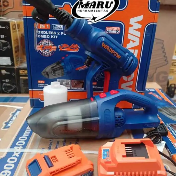 Combo inalámbrico 20V ASPIRADORA + HIDRO Incluye 1 Batería, cargador y accesorios Wadfow